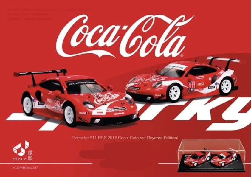 SPARKY 1/64 Porsche 911 RSR 2019 Coca-Cola #911 #912 Petit Lemans Car Set