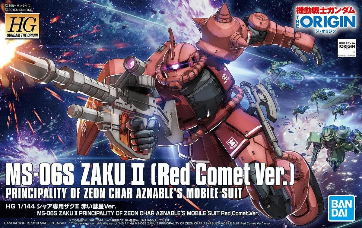 BANDAI HG 1/144 HGUC Origin MS-06S Zaku II Principality of Zeon Red Comet Ver