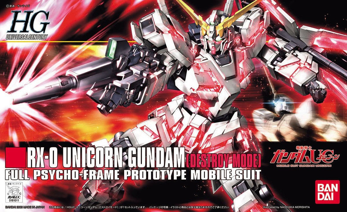 BANDAI HG 1/144 HGUC Unicorn Gundam (Destroy Mode)